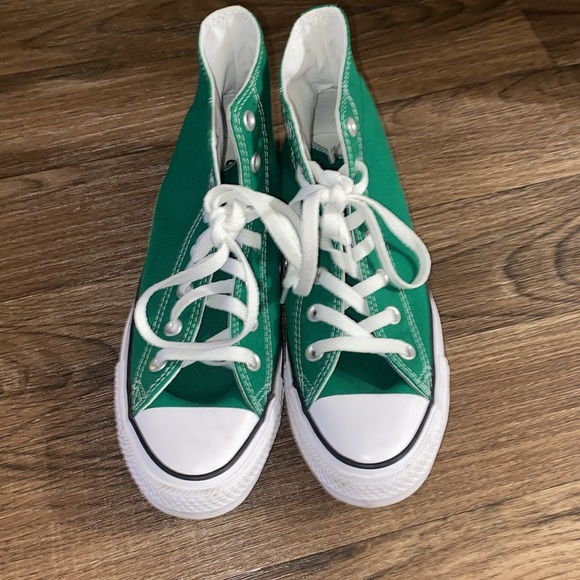 Converse Green and White High-Top Sneakers - Picture 3 of 10